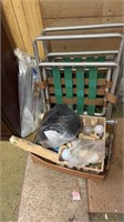 2 lawn chairs and misc box/ drawer slides