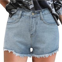 Woman's Frayed Denim Shorts - Size Large
