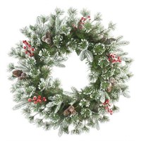$58  24 PE/PVC Wreath  200 Tips  Cones & Berries