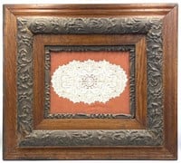 Vintage Victorian Linen Doily Matted and Framed