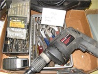 Box of Tools - Drill, Bits, Pliers