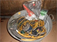 Tub of power cords and misc.
