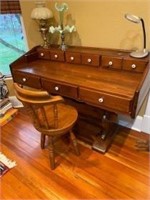 Wood desk & chair