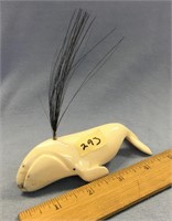 2" x 5" core ivory bowhead whale, with inset balee