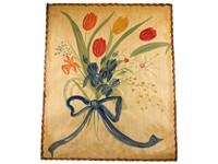 Vintage Folk Art Tulips Painting