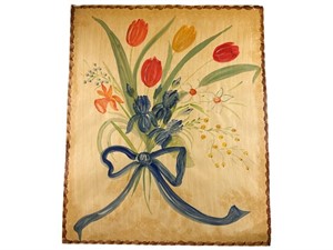 Vintage Folk Art Tulips Painting