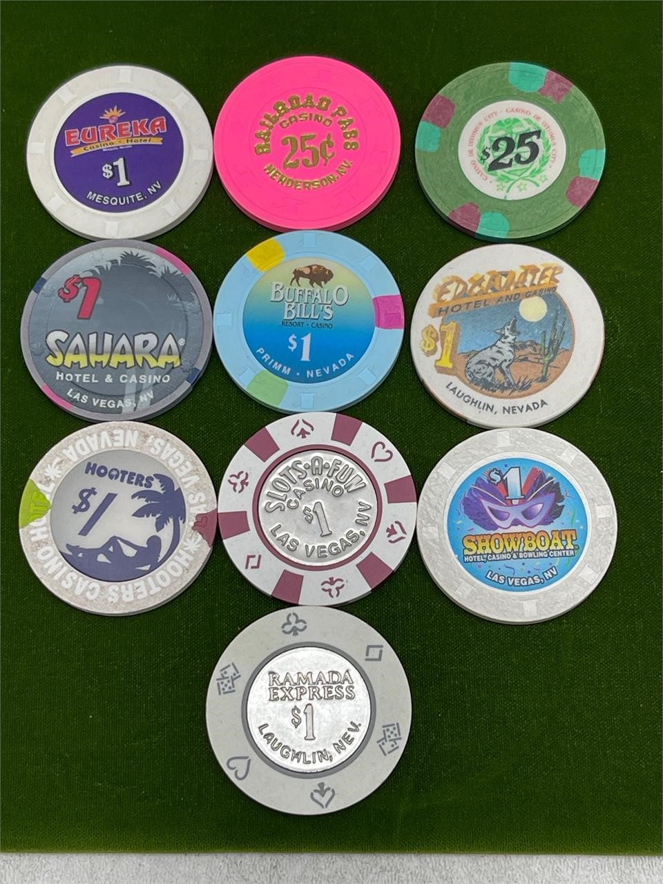 10 VINTAGE MISC CASINO CHIPS