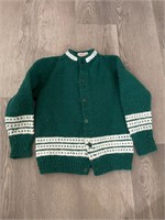 Vintage Knit Crochet Green Sweater