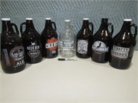 7 Brown Glass Collector Bottles