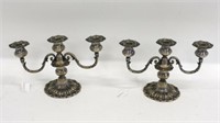 Pair of Francis I silver candelabras. Mid-20th