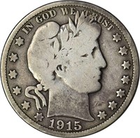 1915 BARBER HALF - GOOD, OLD CLEANING