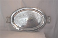 2 silverplated serving trays and an expandable
