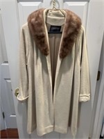 Ladies Cashmere Fur Collared Coat