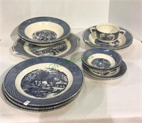 Currier and Ives dinnerware pieces include