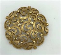 Vintage MONET Textured Scroll Dome 2” Brooch