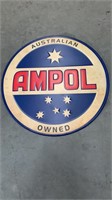 Embossed AMPOL Metal Sign Australian Owned 300mm