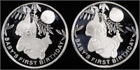 (2) 1 OZ .999 SILVER 2024 BABY'S FIRST BDAY ROUNDS