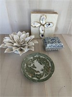 Decorative Porcelain Flower; Oyster Shell Cross