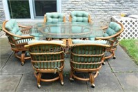 Park Lane Rattan Bentwood Swivel Chairs & Table