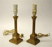 Pair Corinthian column decorated electric lamps
