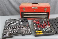 KR tools; socket set; red tool metal box