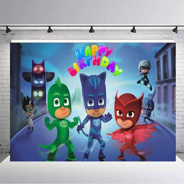 5x3ft PJ Masks Backdrop Cartoon Super City