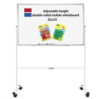 H-Qprobd Mobile Whiteboard 36"x24" Magnetic Dry Er