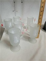 6 frosted Noel glass mugs