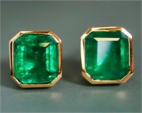 3ct Natural Emerald 18Kt Gold Earrings