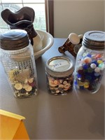 Jars Filled with Marbles and Buttons