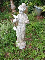 Plastic statue with bird the 36 inches tall.