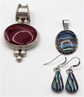 Sterling Silver Pendants & Pair of Earrings