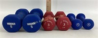 Hand weights: 5lb, 3lb, 1lb