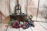 Wine Bottle Holder and Grapes