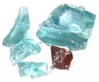 (5pc) Aqua Blue & Amber Iceberg Art Glass Blocks