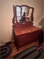 Antique beveled mirror, dresser