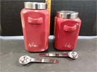 Set of Two Red Canisters with Scoop Spoons