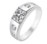 925S 1.0ct Moissanite Diamond Mens Ring