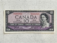 1954 Cdn $10 Bill- Excellent Conditon