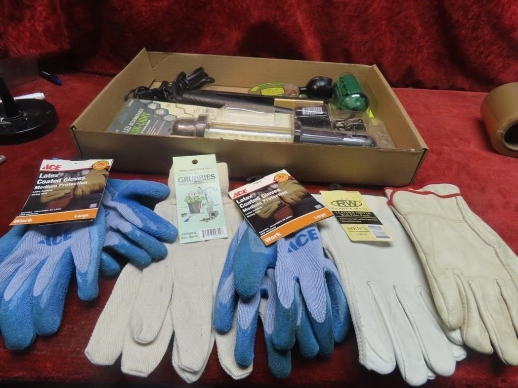 New gloves, cord connect, flashlight, hair curling