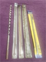 (4) 16" & (1) 12" Drill Bits. 3/8 & 1/2"×16 Spade