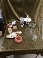 Assorted decorative glassware and dishes