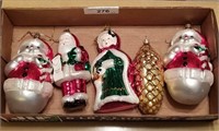 Group of 7" Modern Glass Christmas Ornaments