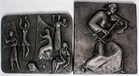 Vintage Buderus German Cast Iron Relief Sculptures