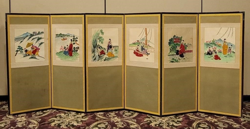 Asian Embroidered Art Room Divider