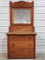 ANTIQUE OAK DRESSER & MIRROR