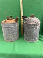 2 vintage galvanized kerosene cans