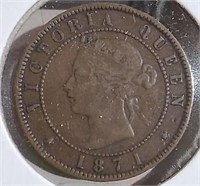 1871 PEI Cent VF20 Queen Victoria