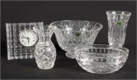 Group of Waterford Crystal Vases, Bowls, & Clock