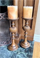 21" Tall Candle Holders by Fireplace